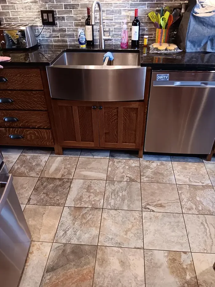 Farmhouse sink and fixtures installed by Hanna Plumbing & Heating