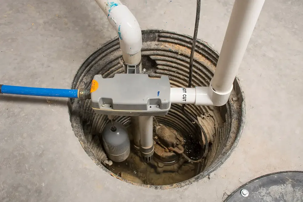 Sump pump installed in an Eastern Iowa basement