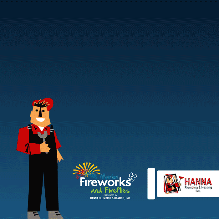 gif of hanna mascot and fireworks